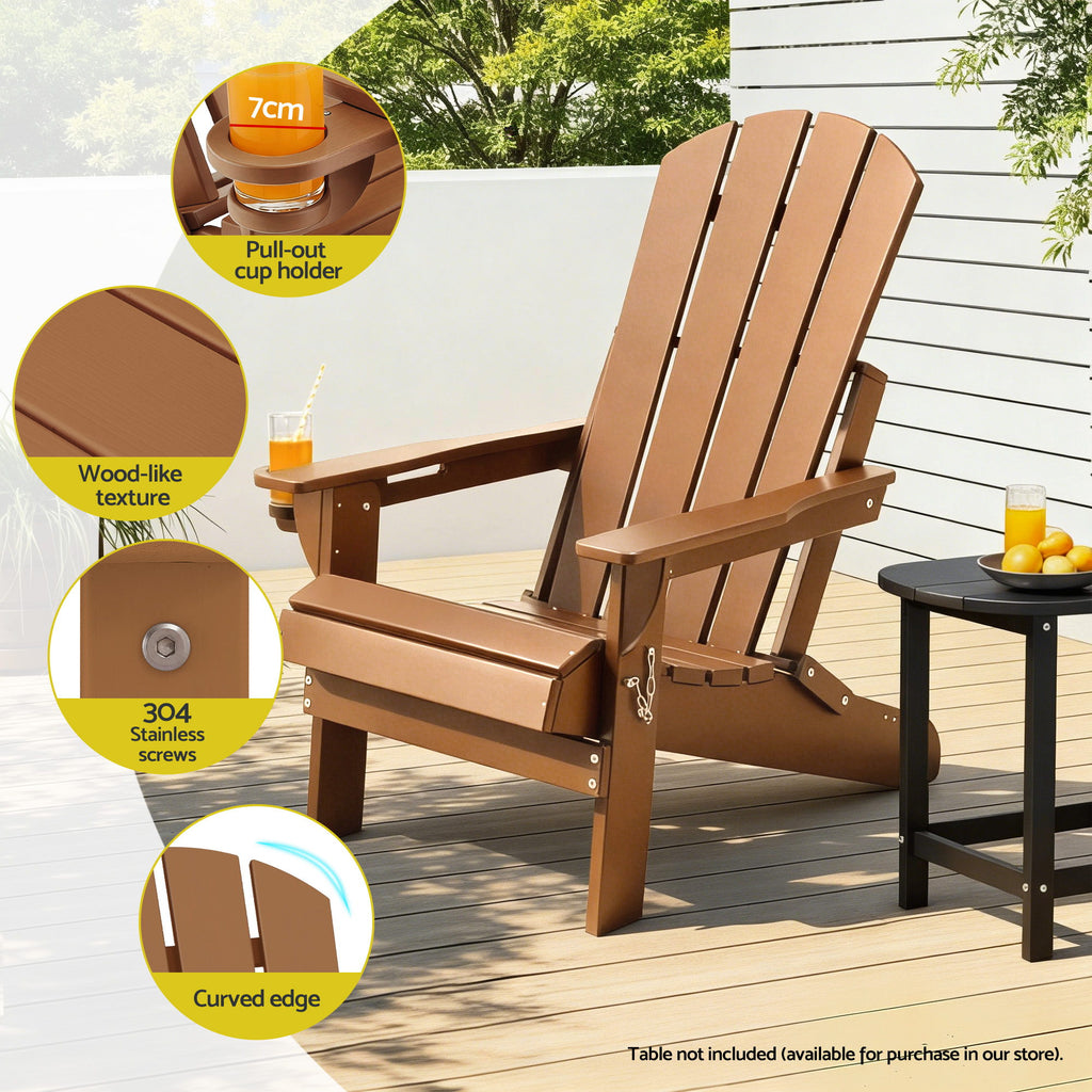 Gardeon Outdoor Chairs Folding Adirondack Beach Chair HDPE Sun Lounge Patio Furniture