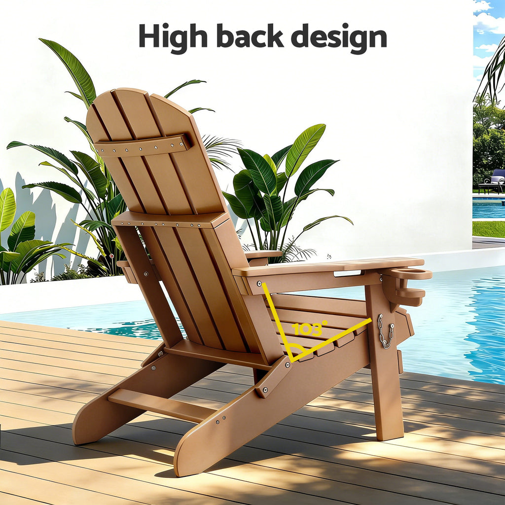 Gardeon Outdoor Chairs Folding Adirondack Beach Chair HDPE Sun Lounge Patio Furniture