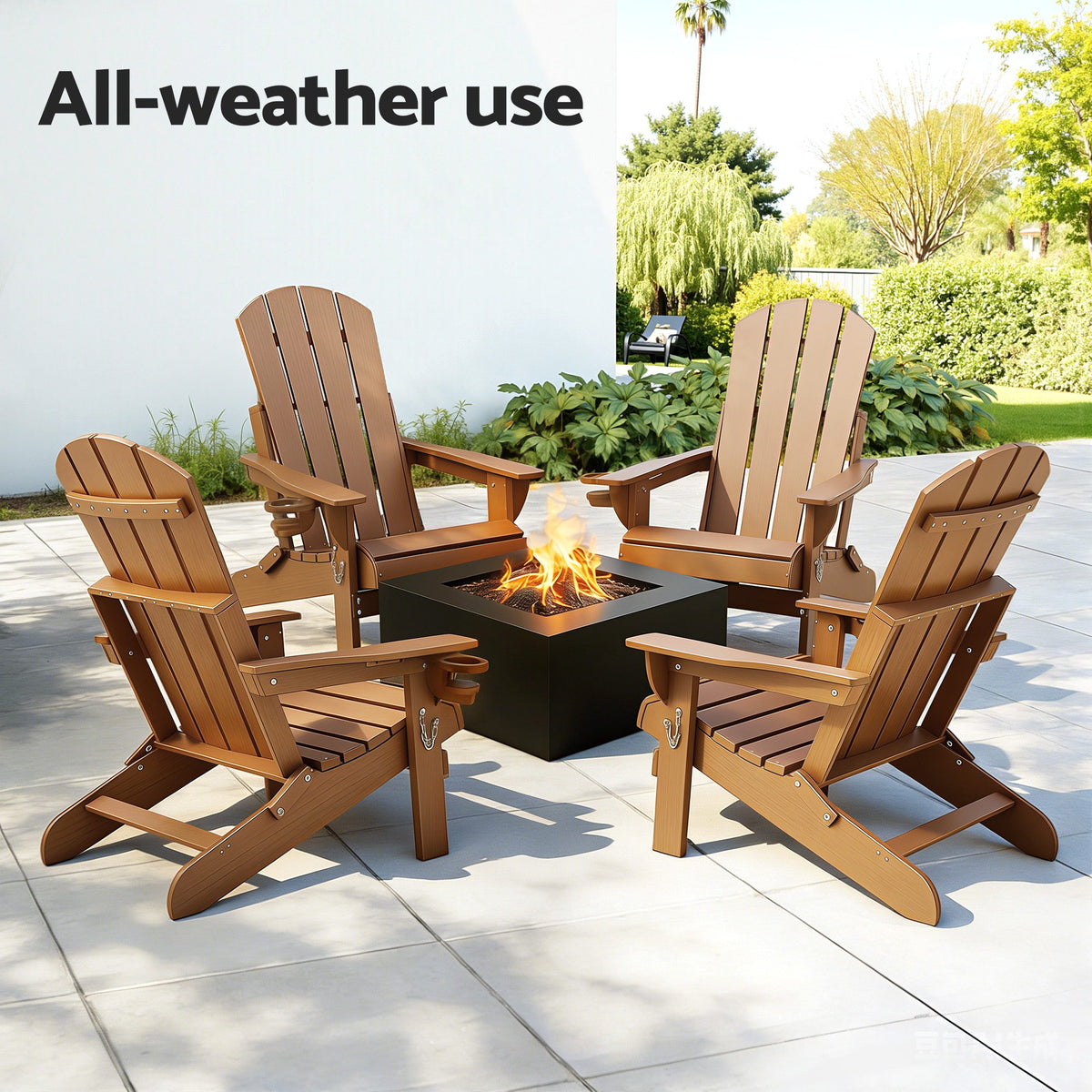 Gardeon Outdoor Chairs Folding Adirondack Beach Chair HDPE Sun Lounge Patio Furniture
