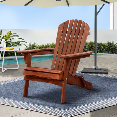 Gardeon Adirondack Outdoor Chair, Foldable, Brown