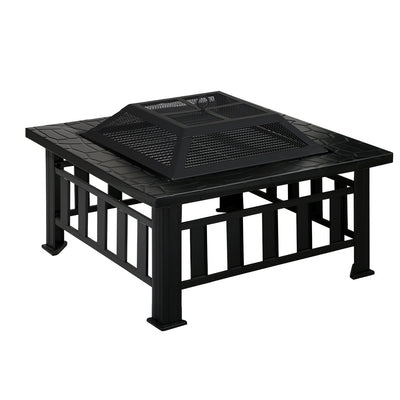 Grillz 2-In-1 Fire Pit and BBQ Table, Black