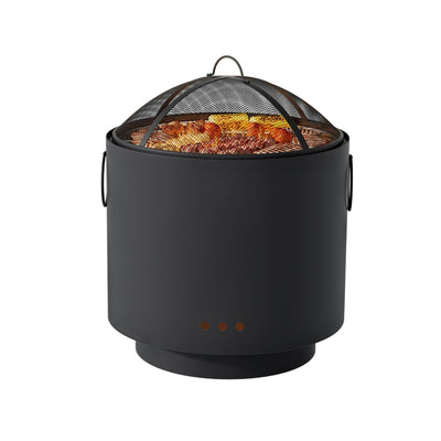 Grillz Fire Pit and BBQ, Deep Bowl, 42 cm Grill, Black