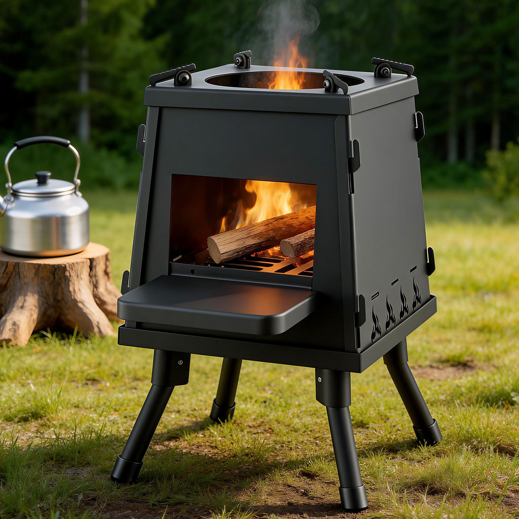 Grillz Fire Pit BBQ Portable Outdoor Fireplace Metal Camping Stove for Boiling Water
