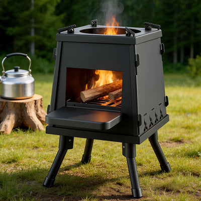 Grillz Fire Pit BBQ Portable Outdoor Fireplace Metal Camping Stove for Boiling Water