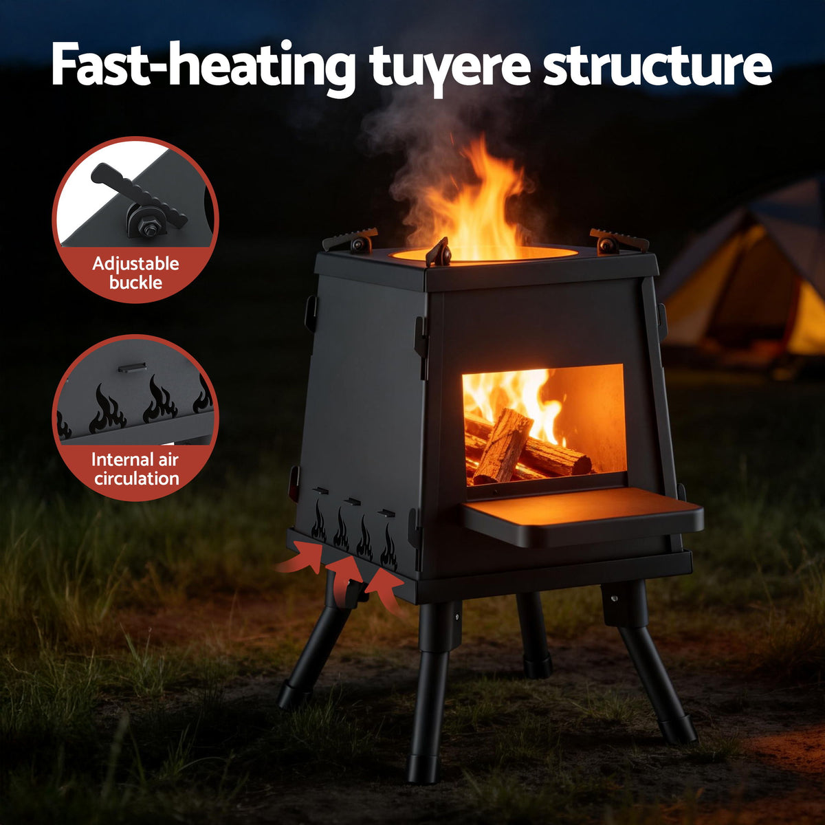 Grillz Fire Pit BBQ Portable Outdoor Fireplace Metal Camping Stove for Boiling Water