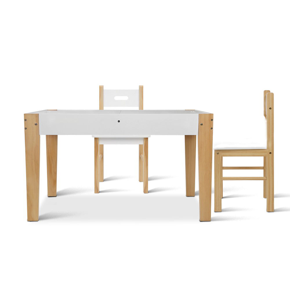 Keezi 3PCS Kids Table and Chairs Set Storage Toys Play Activity Desk
