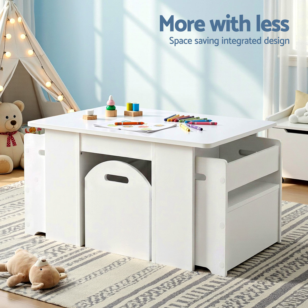 Keezi 3-Piece Kids Table and Chairs Set with Storage Box