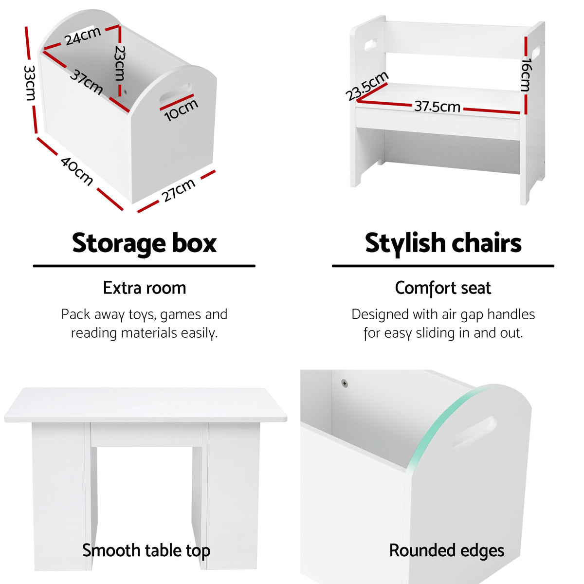 Keezi 3-Piece Kids Table and Chairs Set with Storage Box