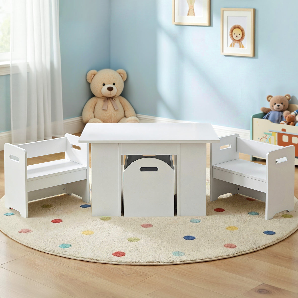 Keezi 3-Piece Kids Table and Chairs Set with Storage Box