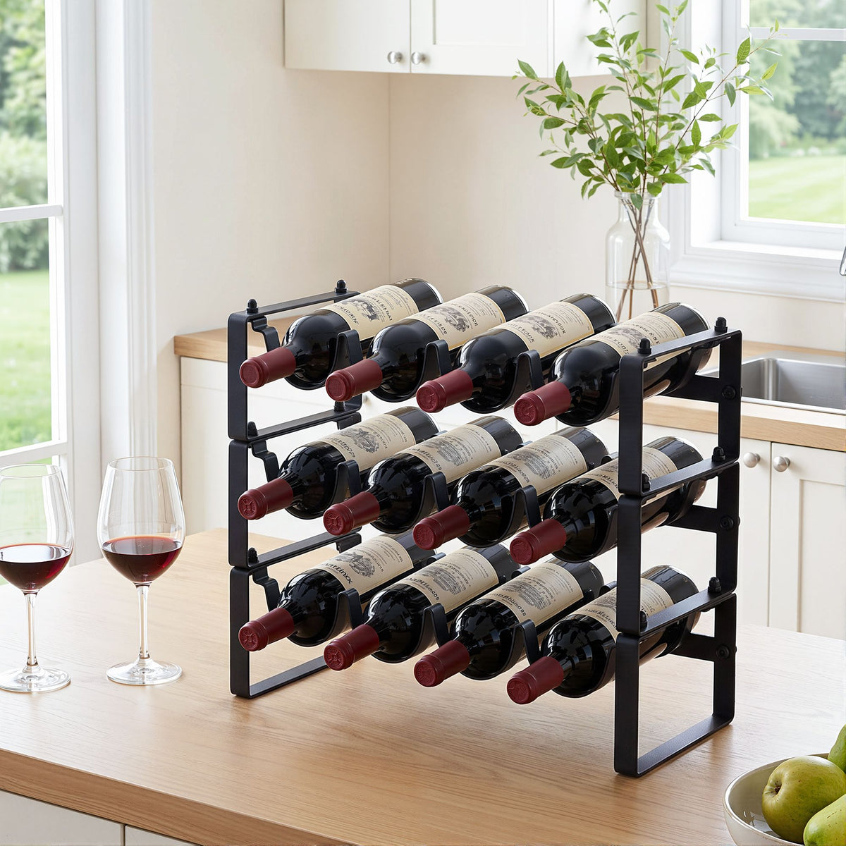 Artiss 3 Tier Stackable Metal Wine Rack, 12 Bottles