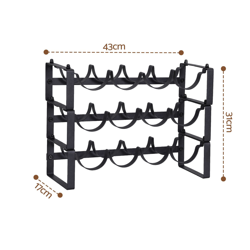 Artiss 3 Tier Stackable Metal Wine Rack, 12 Bottles