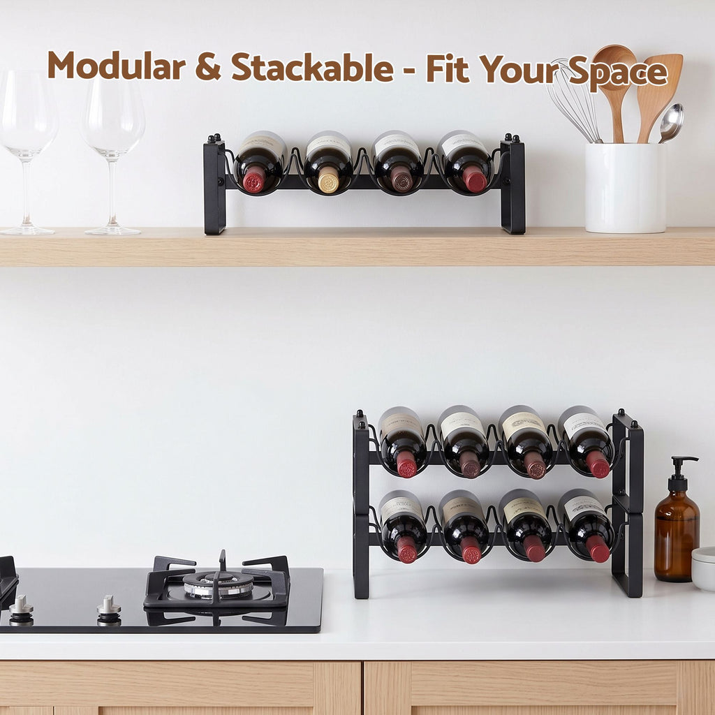 Artiss 3 Tier Stackable Metal Wine Rack, 12 Bottles