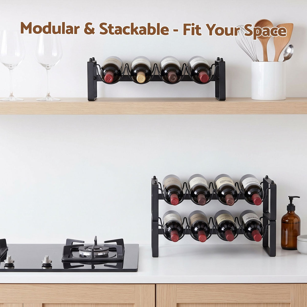 Artiss 3 Tier Stackable Metal Wine Rack, 12 Bottles