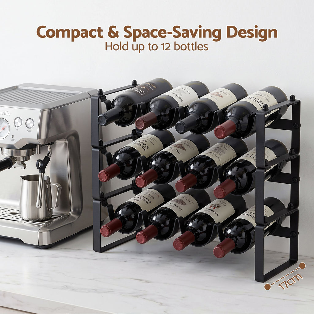 Artiss 3 Tier Stackable Metal Wine Rack, 12 Bottles