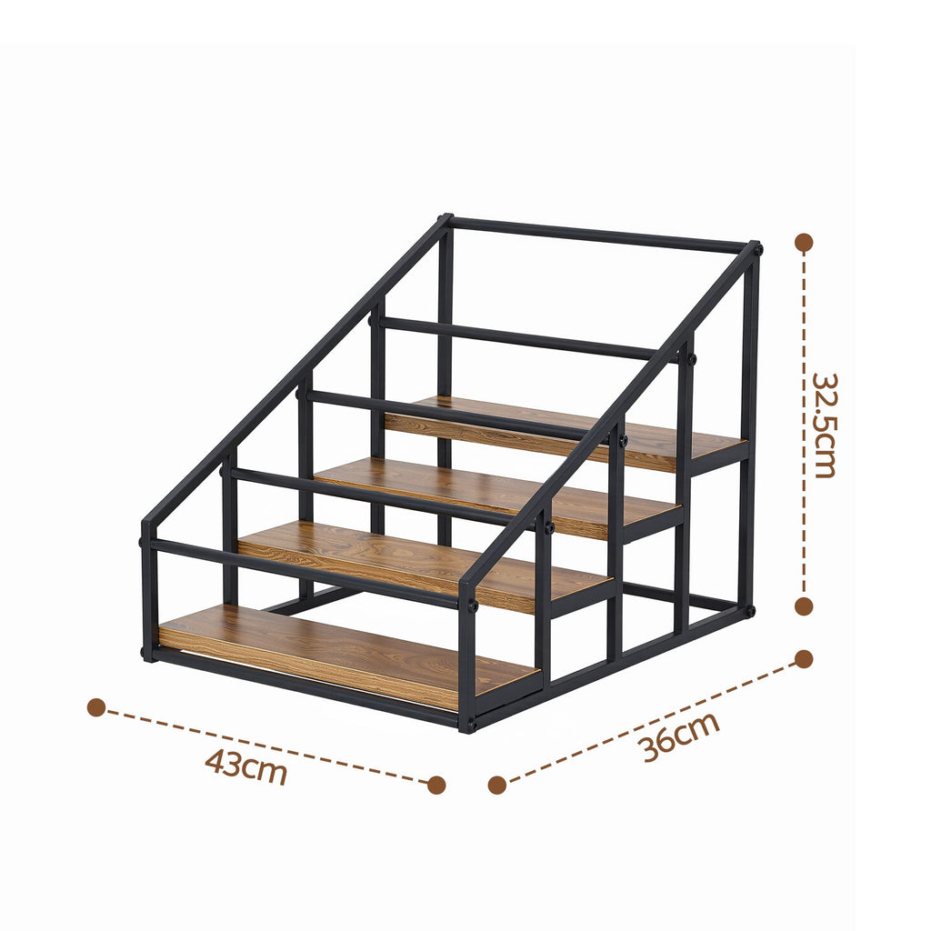 Artiss 4-Tier Tabletop Wine Rack, 16 Bottles, Black and Wood