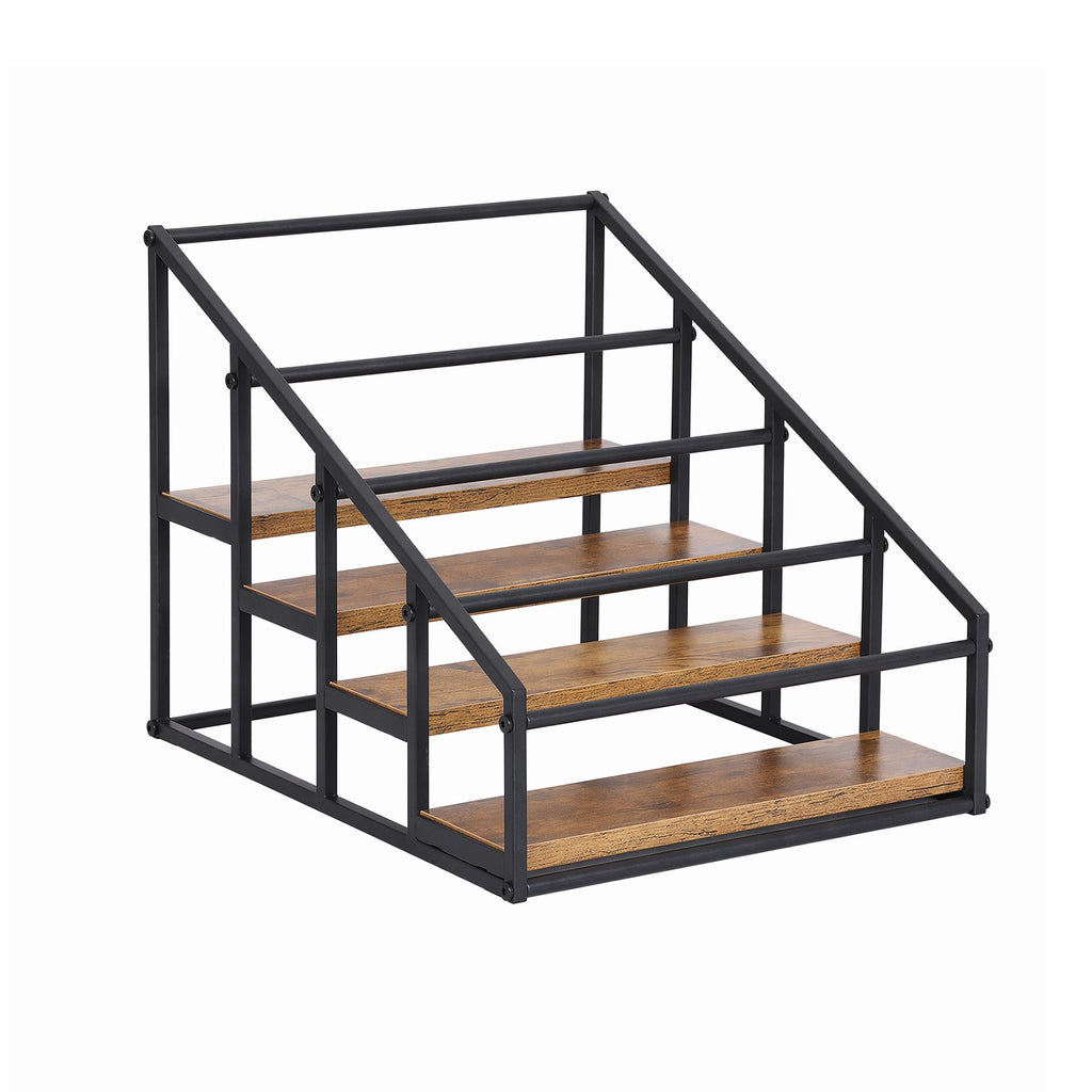 Artiss 4-Tier Tabletop Wine Rack, 16 Bottles, Black and Wood