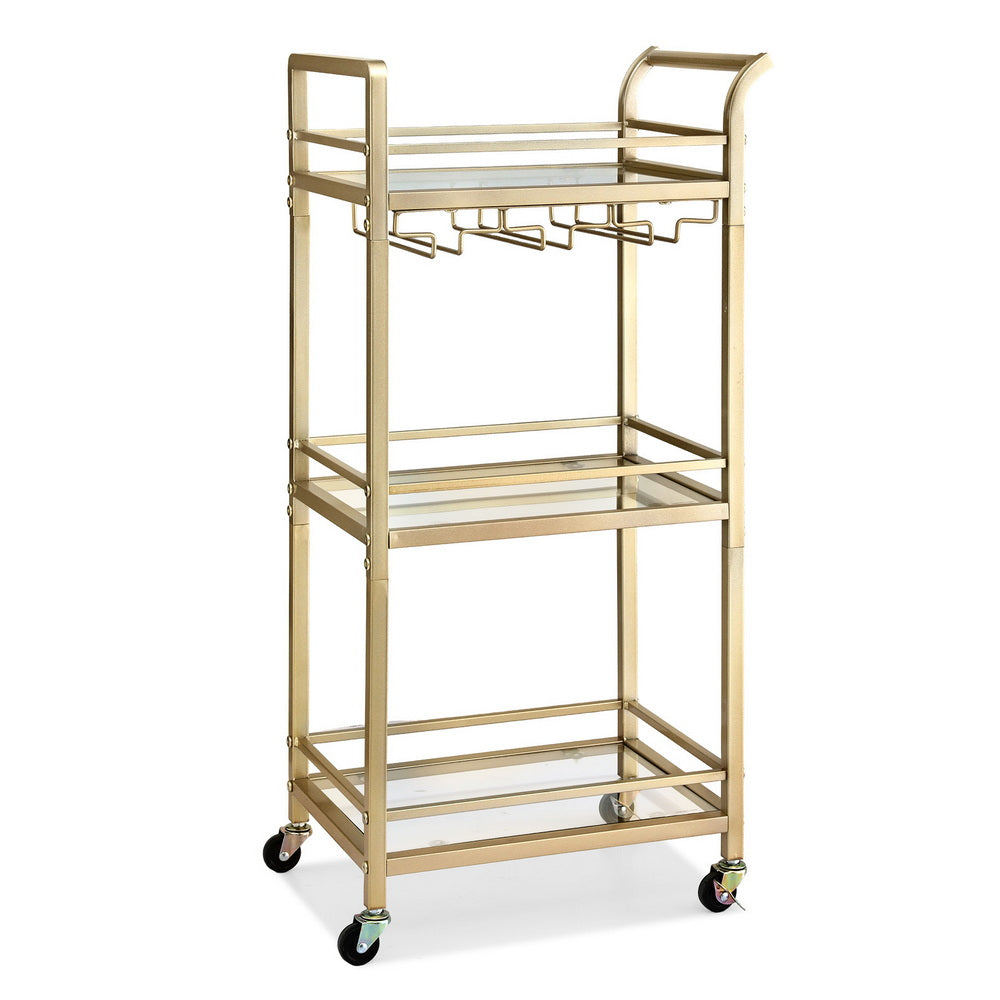 Artiss 3 Tier Mirrored Glass Bar Cart, 43 cm