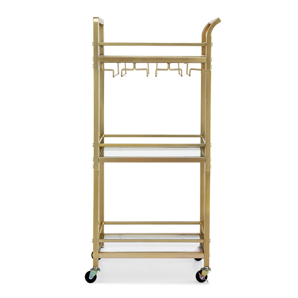 Artiss 3 Tier Mirrored Glass Bar Cart, 43 cm