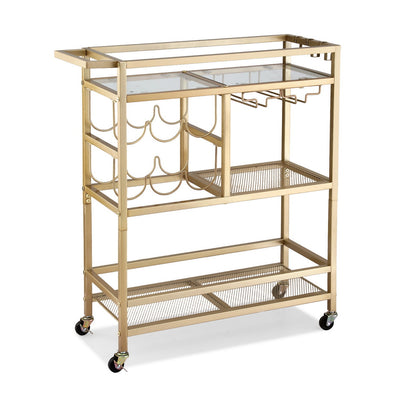 Artiss Bar Cart, 3 Hooks, 72 cm, Gold