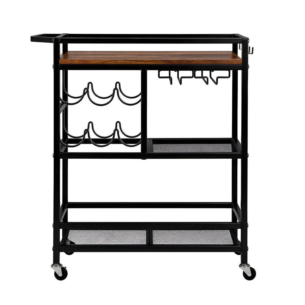 Artiss Bar Cart with Wine and Glass Racks, 72 cm, Black