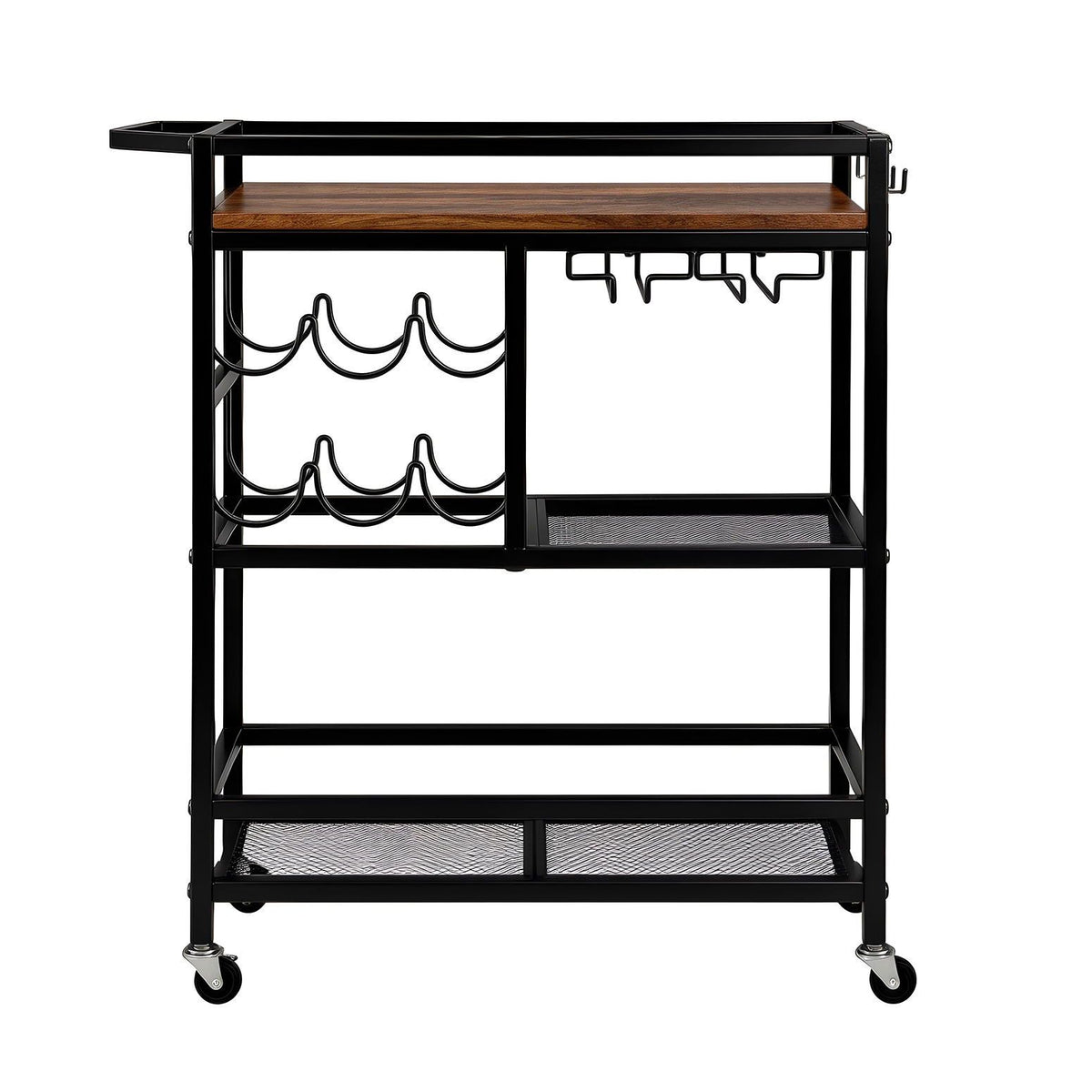 Artiss Bar Cart with Wine and Glass Racks, 72 cm, Black