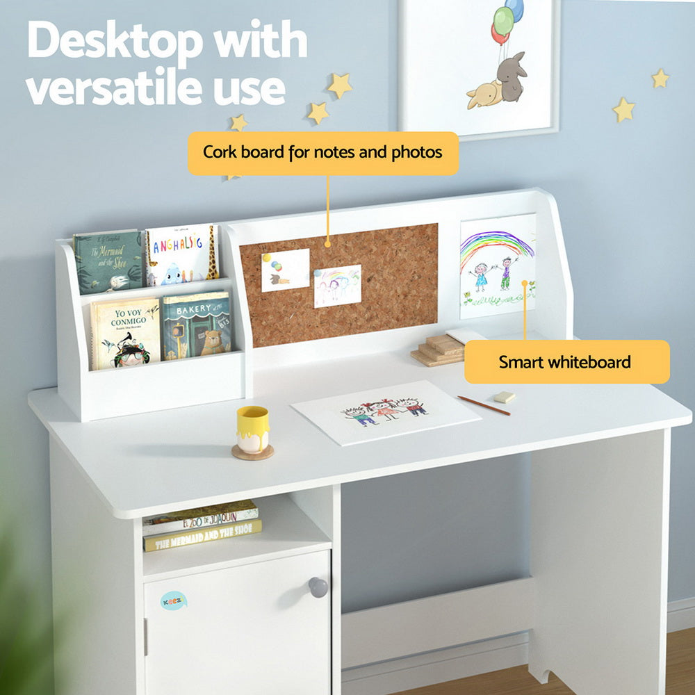 Keezi Kids Table and Chair Set with Cabinet Storage, White, photo 6 of 8