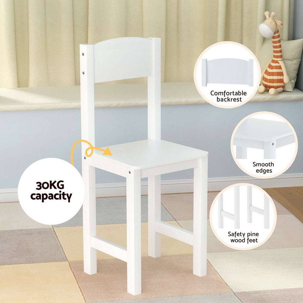 Keezi Kids Table and Chair Set with Cabinet Storage, White, photo 8 of 8