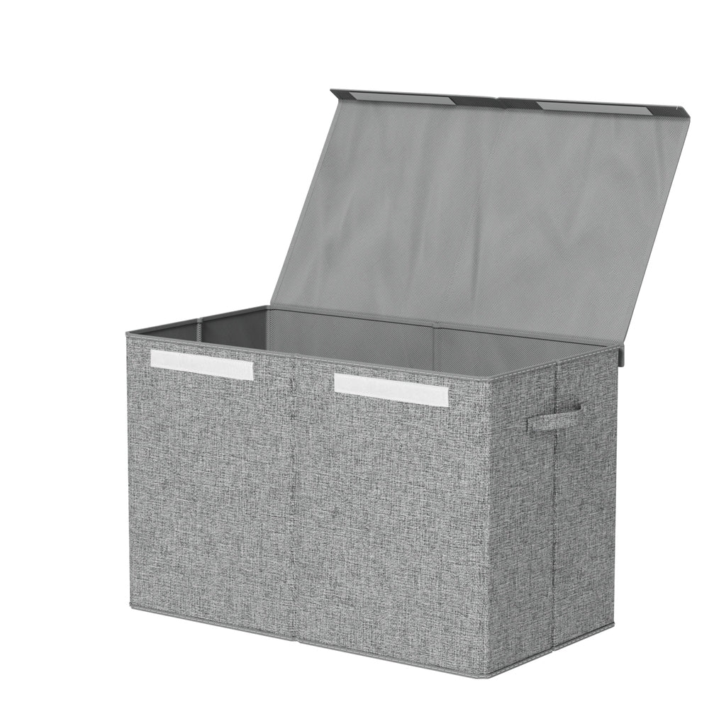 Keezi Collapsible Toy Storage Box with Flip-Top Lid, 83 L, Grey