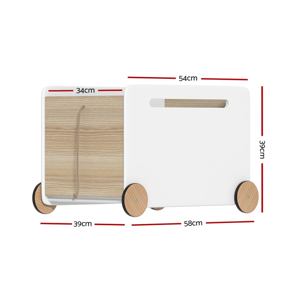 Keezi Kids Toy Box on Wheels with Pull Rope