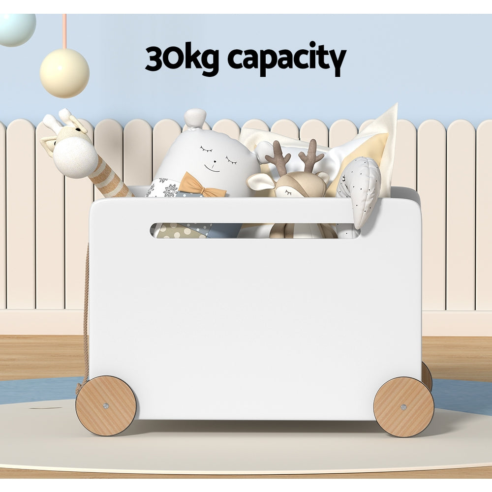 Keezi Kids Toy Box on Wheels with Pull Rope