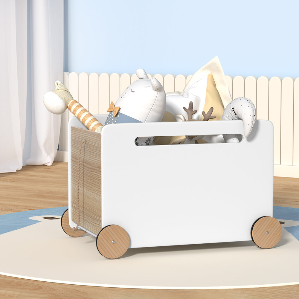 Keezi Kids Toy Box on Wheels with Pull Rope