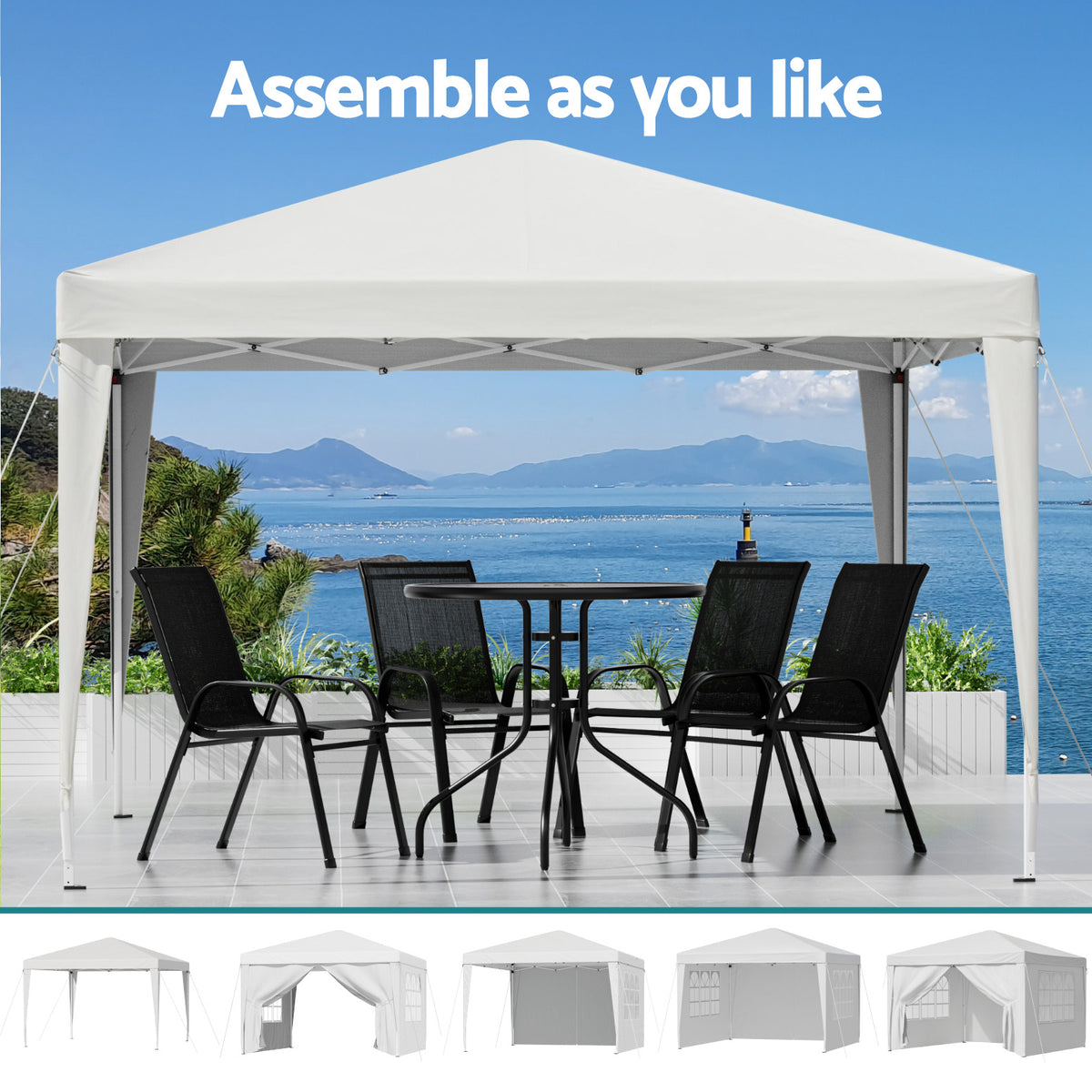 Instahut Gazebo 3x3 Pop Up Marquee Folding Tent Wedding Gazebos Camping Outdoor Canopy
