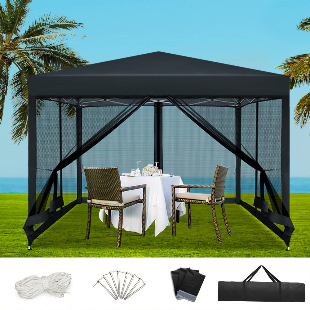 Instahut Gazebo Pop Up Marquee 3x3m Wedding Party Outdoor Camping Tent Canopy Shade Mesh