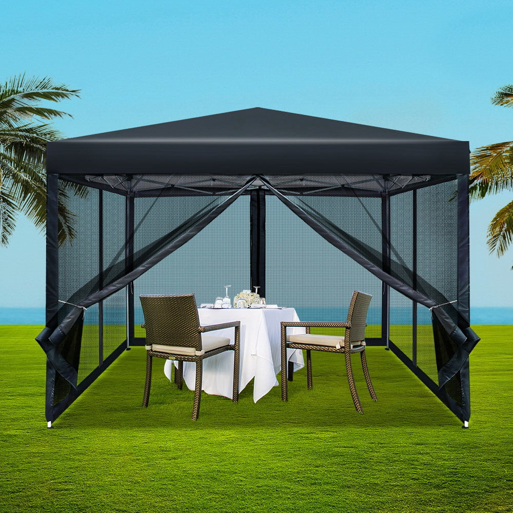Instahut Gazebo Pop Up Marquee 3x3m Wedding Party Outdoor Camping Tent Canopy Shade Mesh