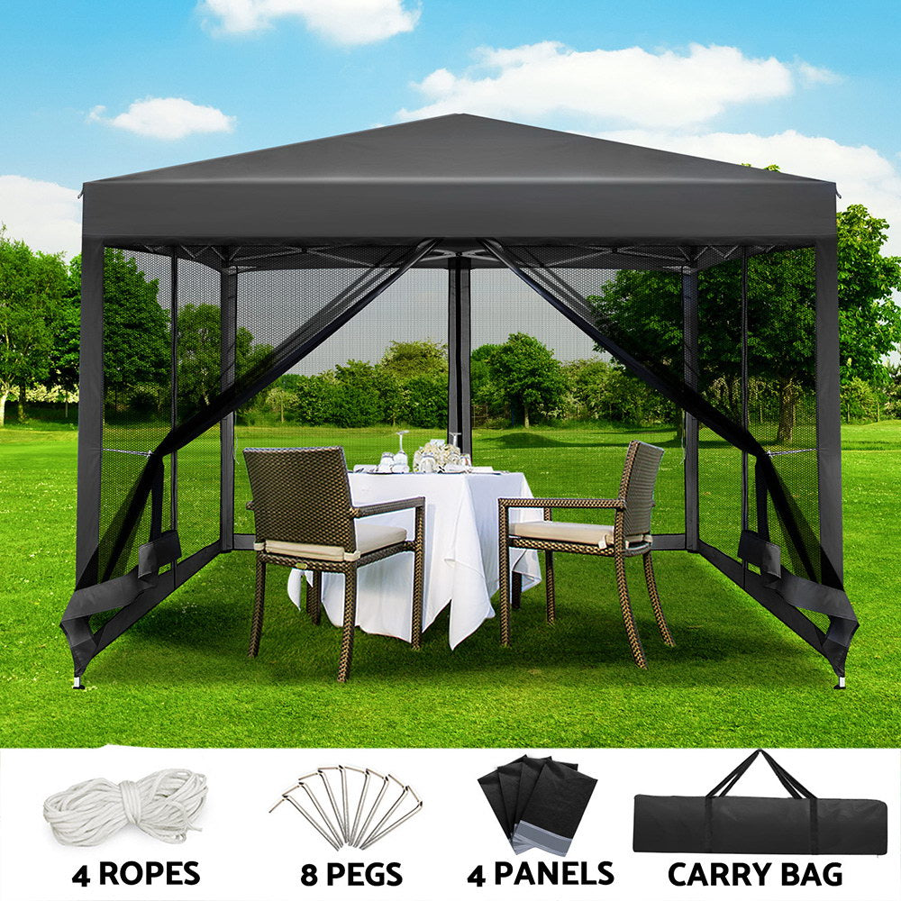 Instahut Gazebo Pop Up Marquee 3x3m Wedding Party Outdoor Camping Tent Canopy Shade Mesh