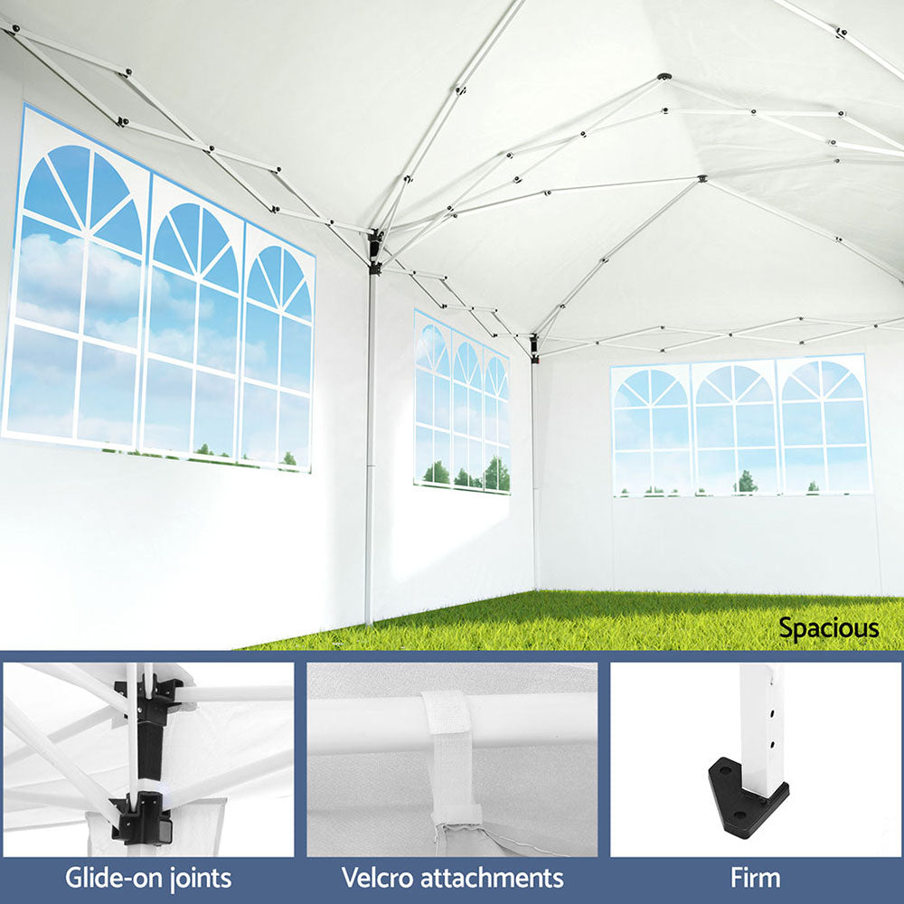 Instahut Gazebo Pop Up Marquee 3x6m Wedding Party Outdoor Camping Tent Canopy Side Wall