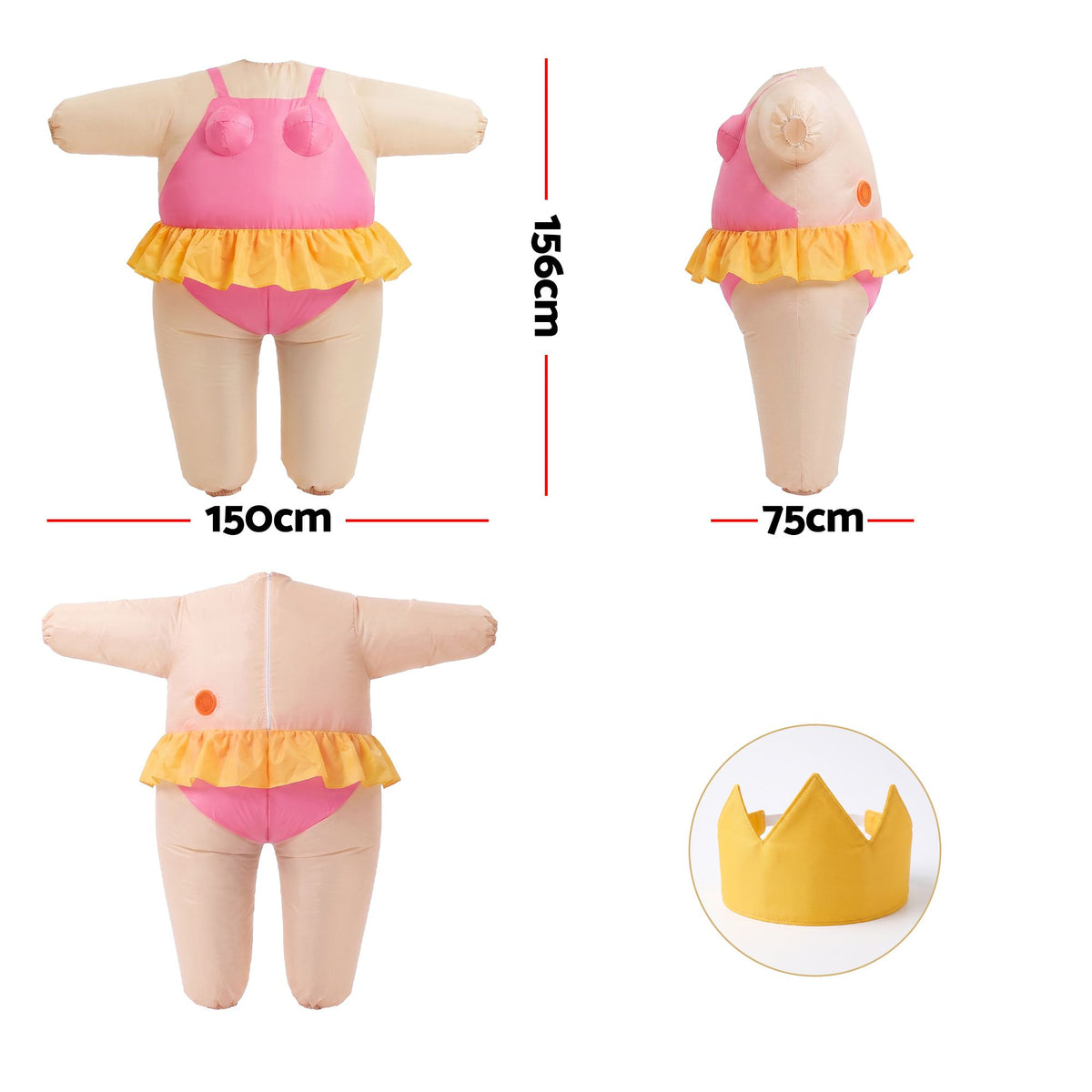 Inflatable Costume Funny Fat Suit Fancy Dress Adult Party Outfit Pink