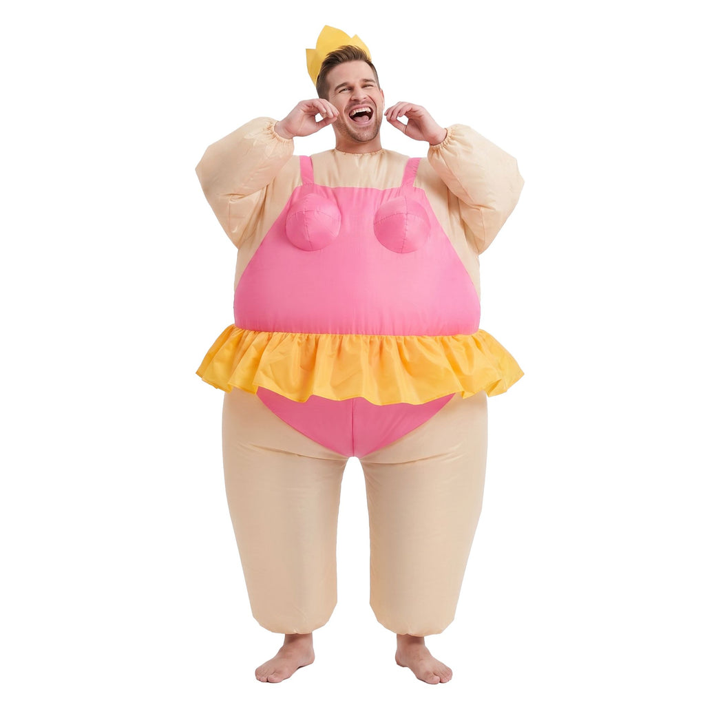 Inflatable Costume Funny Fat Suit Fancy Dress Adult Party Outfit Pink