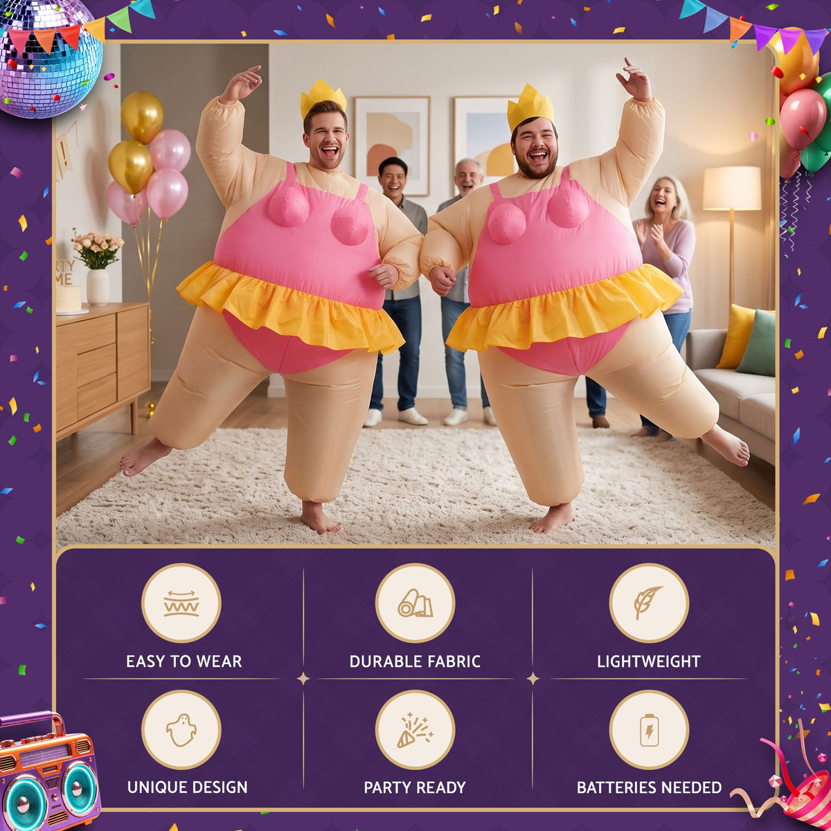 Inflatable Costume Funny Fat Suit Fancy Dress Adult Party Outfit Pink