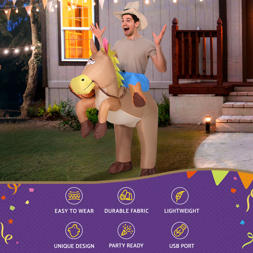 Inflatable Cowboy Costume Adult Suit Blow Up Party Fancy Dress