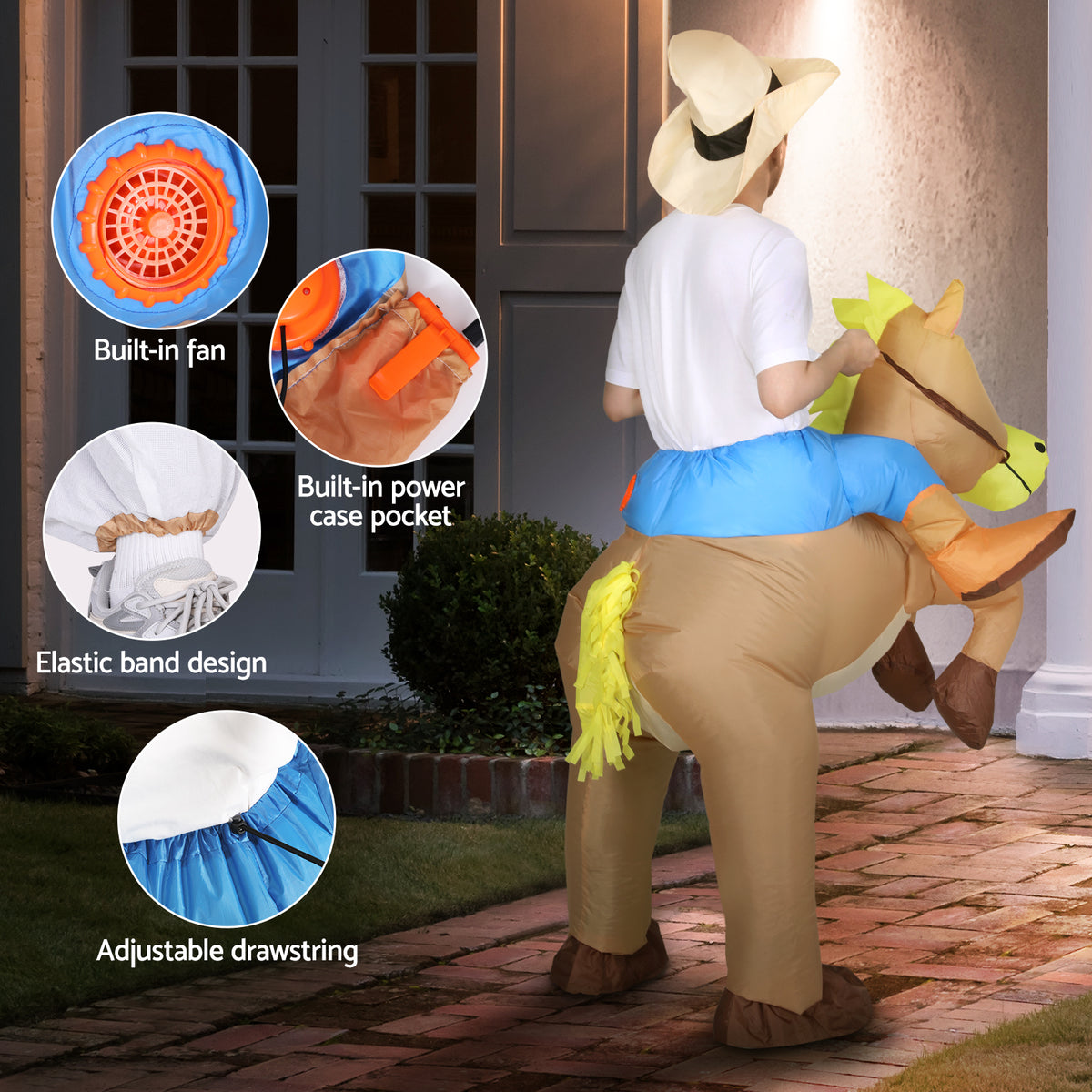 Inflatable Cowboy Costume Adult Suit Blow Up Party Fancy Dress