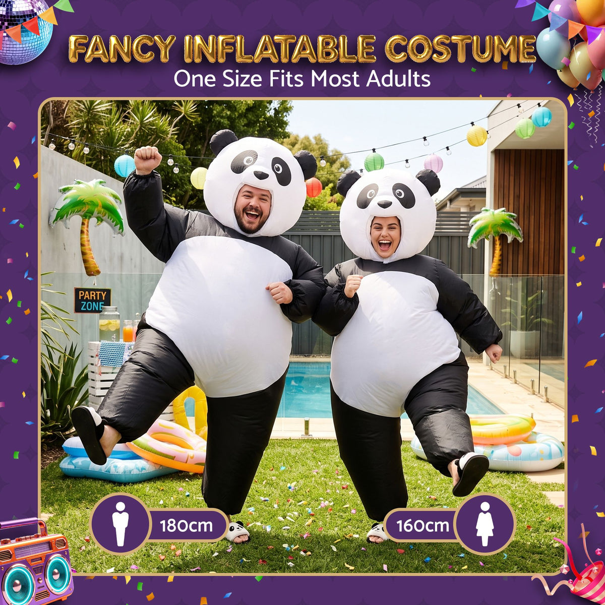 Inflatable Costume Panda Suit Fancy Dress Adult Party Outfit Black