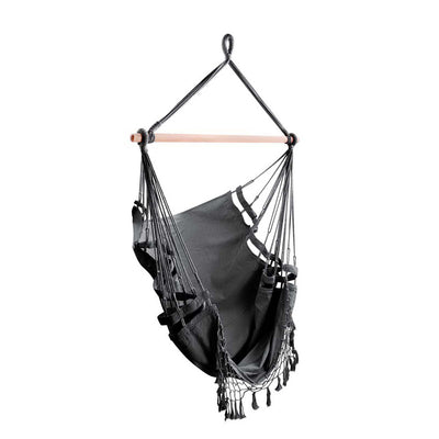 Gardeon Tassel Hammock Chair, Grey