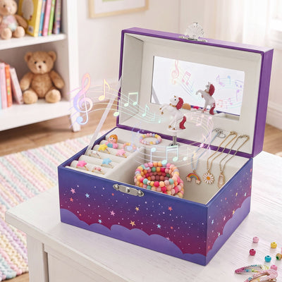 Keezi Kids Unicorn Jewellery Box, 1 Tier, Purple