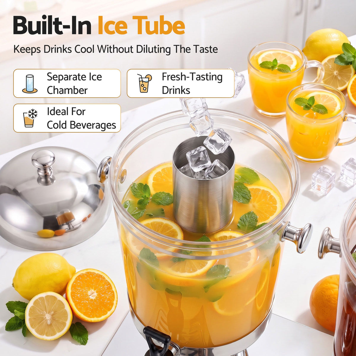 5-Star Chef 16L Dual Tank Juice Dispenser Drink Beverage Server Ice