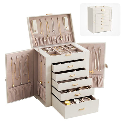 Embellir Jewellery Box, 6 Layer Organiser, White