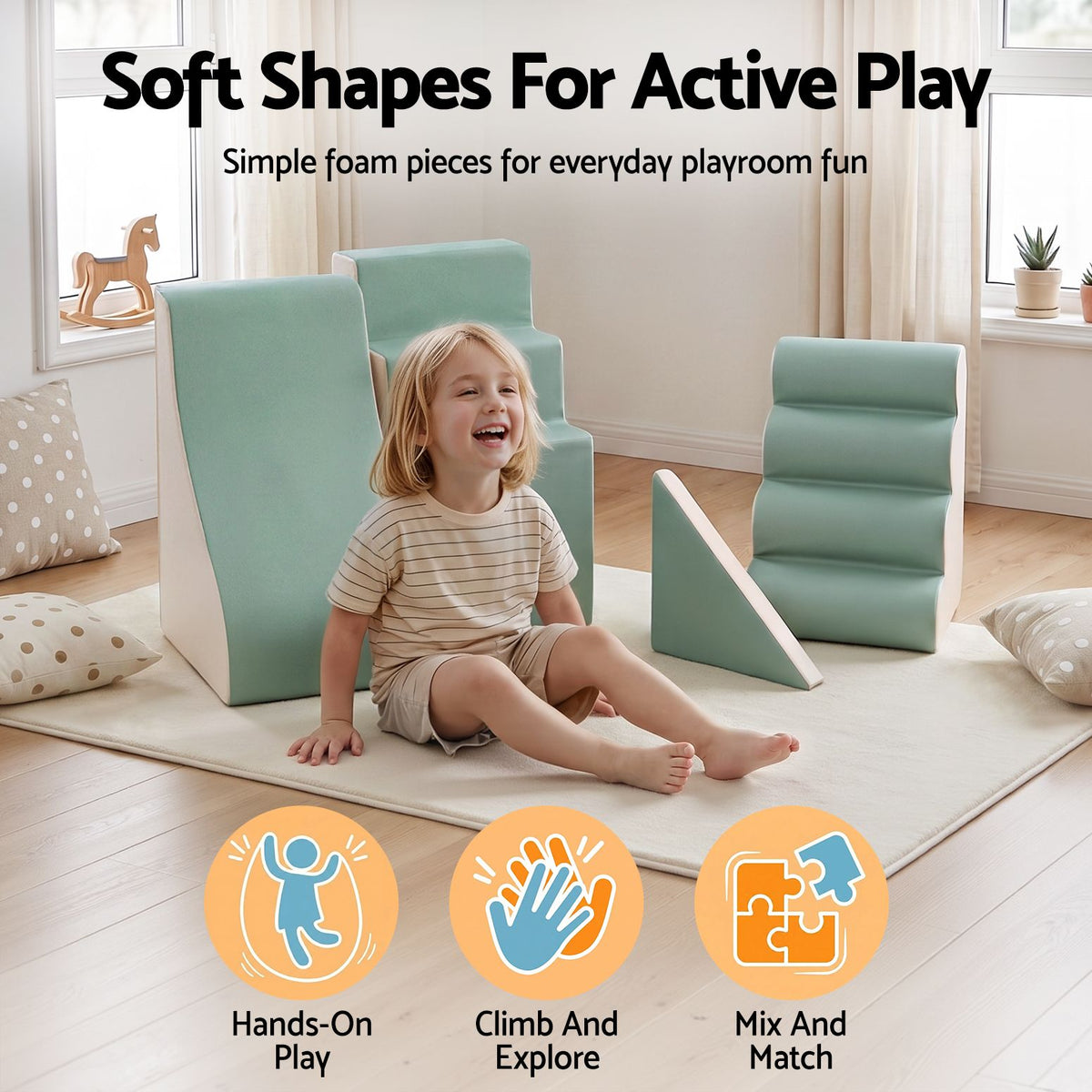 Keezi Kids Climbing Blocks 4-Piece Foam Toddler Playset Soft Indoor