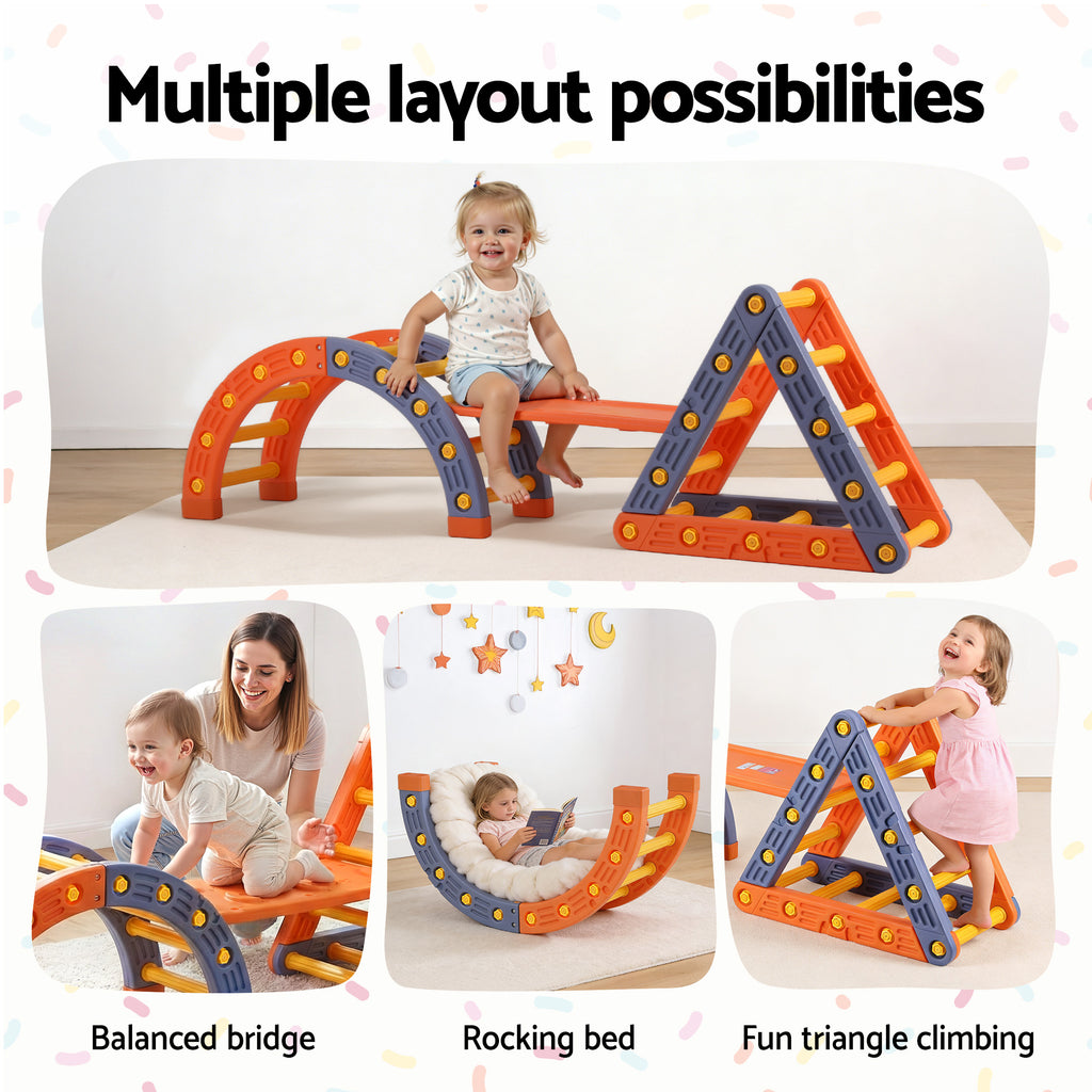 Keezi Kids Climbing Frame Set With Slide Indoor Outdoor Toddler Toys