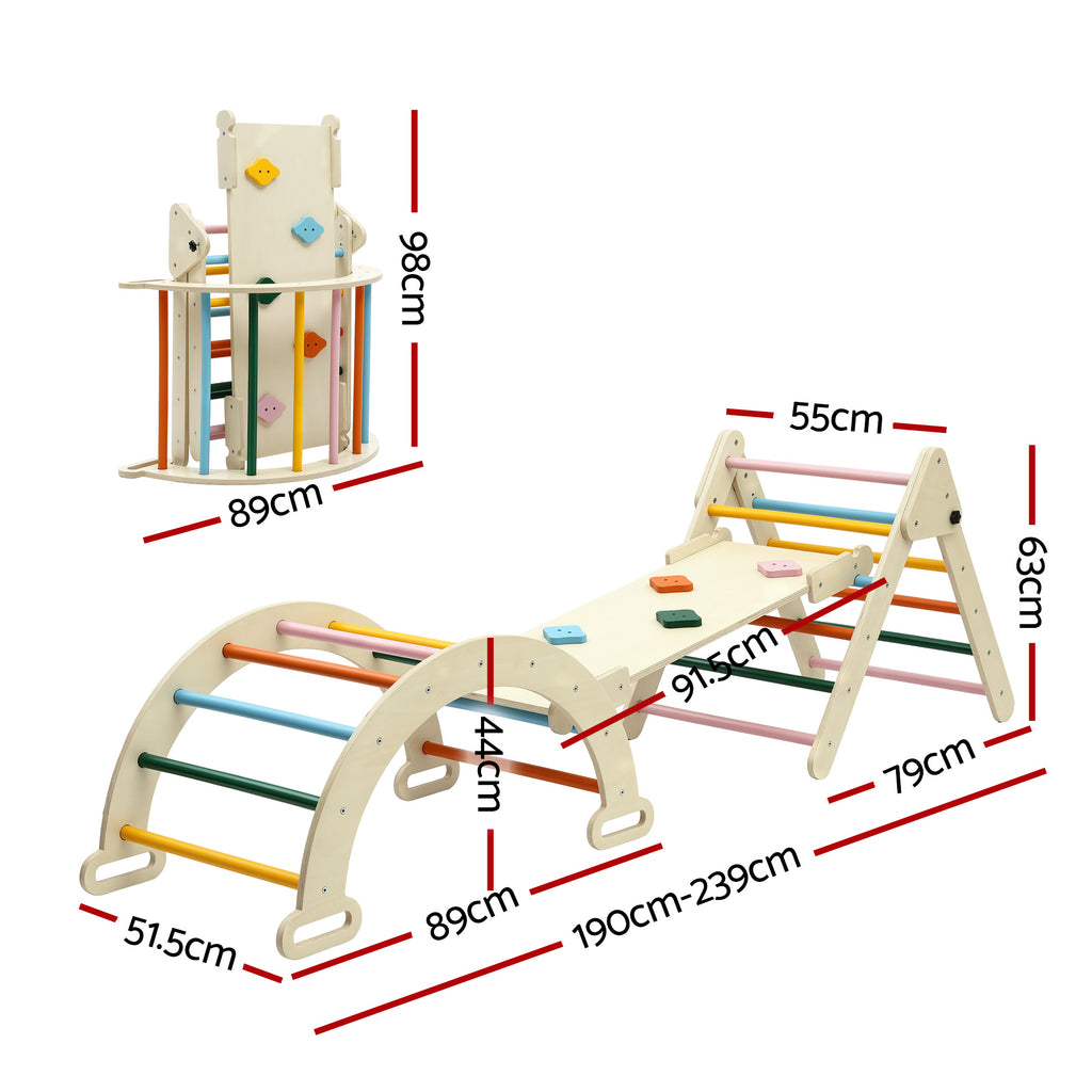 Keezi Kids Triangle Climbing Toys Set With Slide Indoor Outdoor