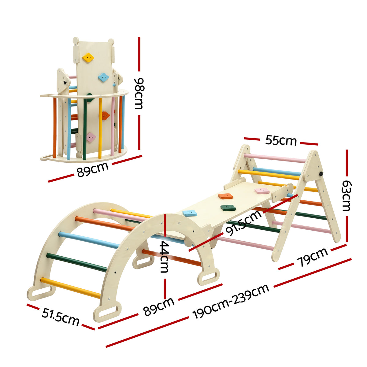 Keezi Kids Triangle Climbing Toys Set With Slide Indoor Outdoor
